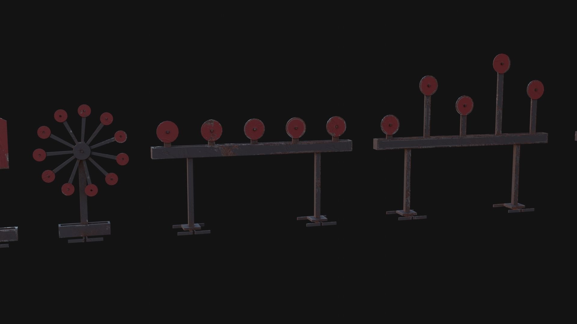Shooting Target Set Low-poly 3D model_3