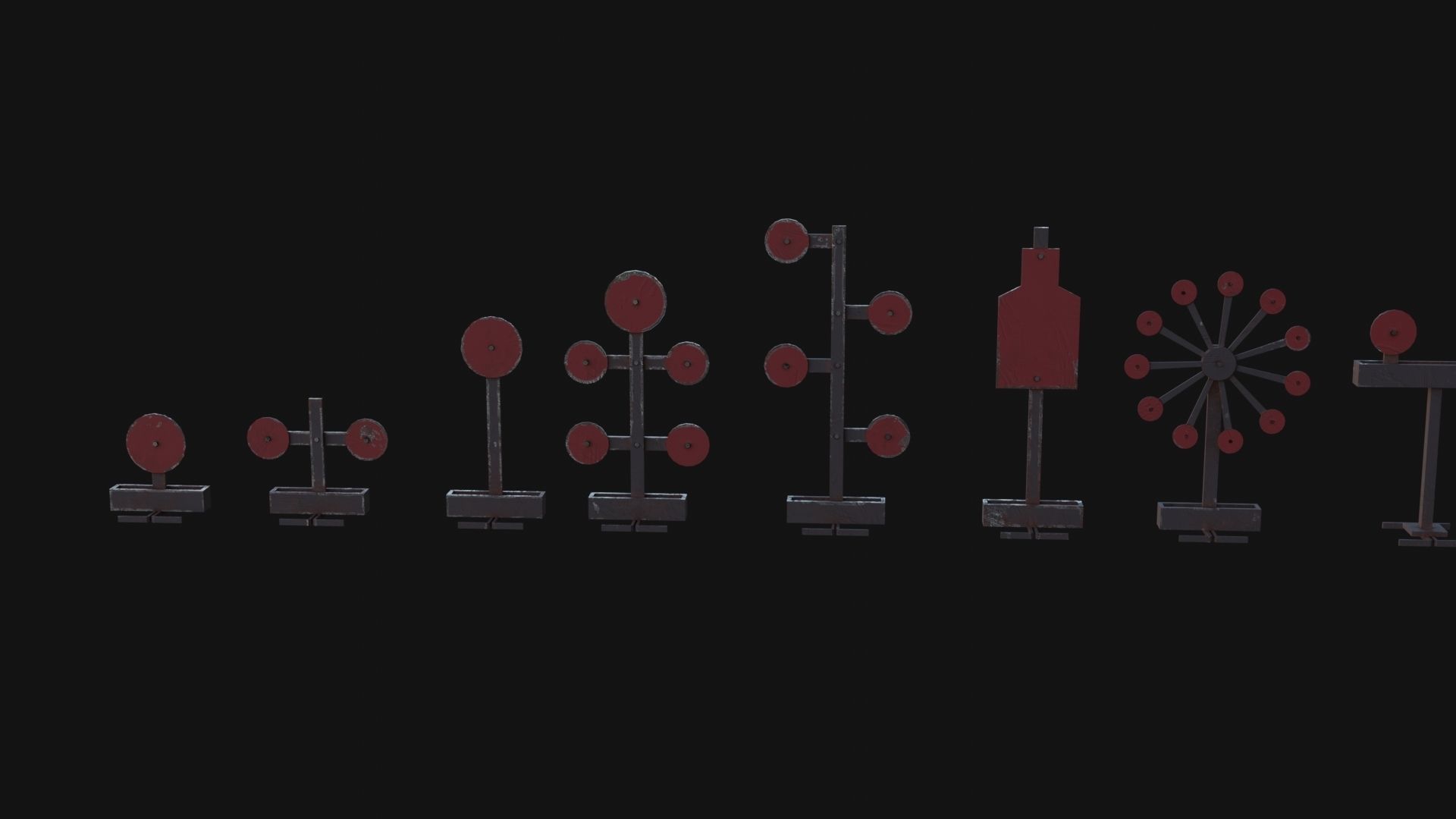 Shooting Target Set Low-poly 3D model_2