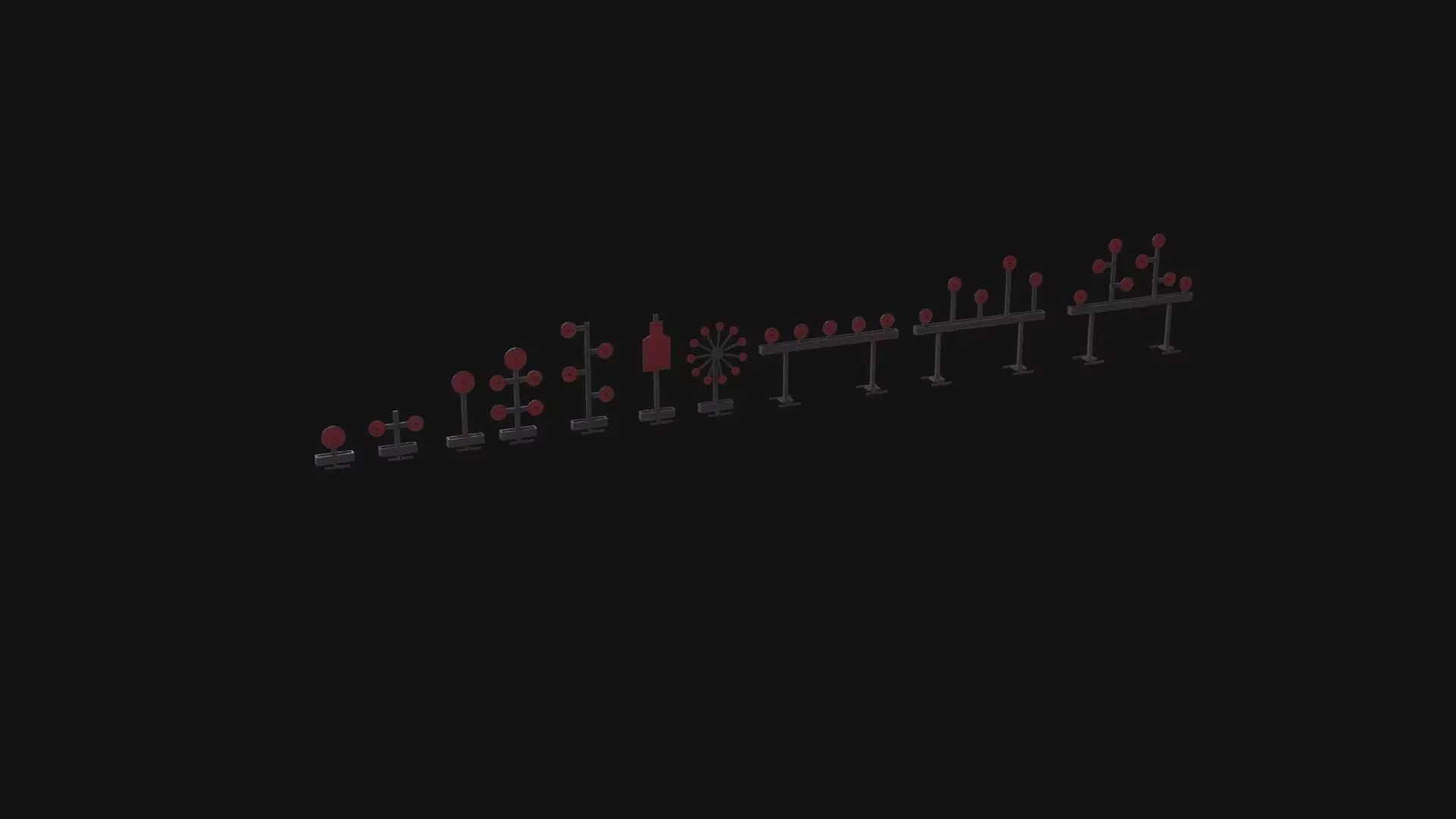 Shooting Target Set Low-poly 3D model_0