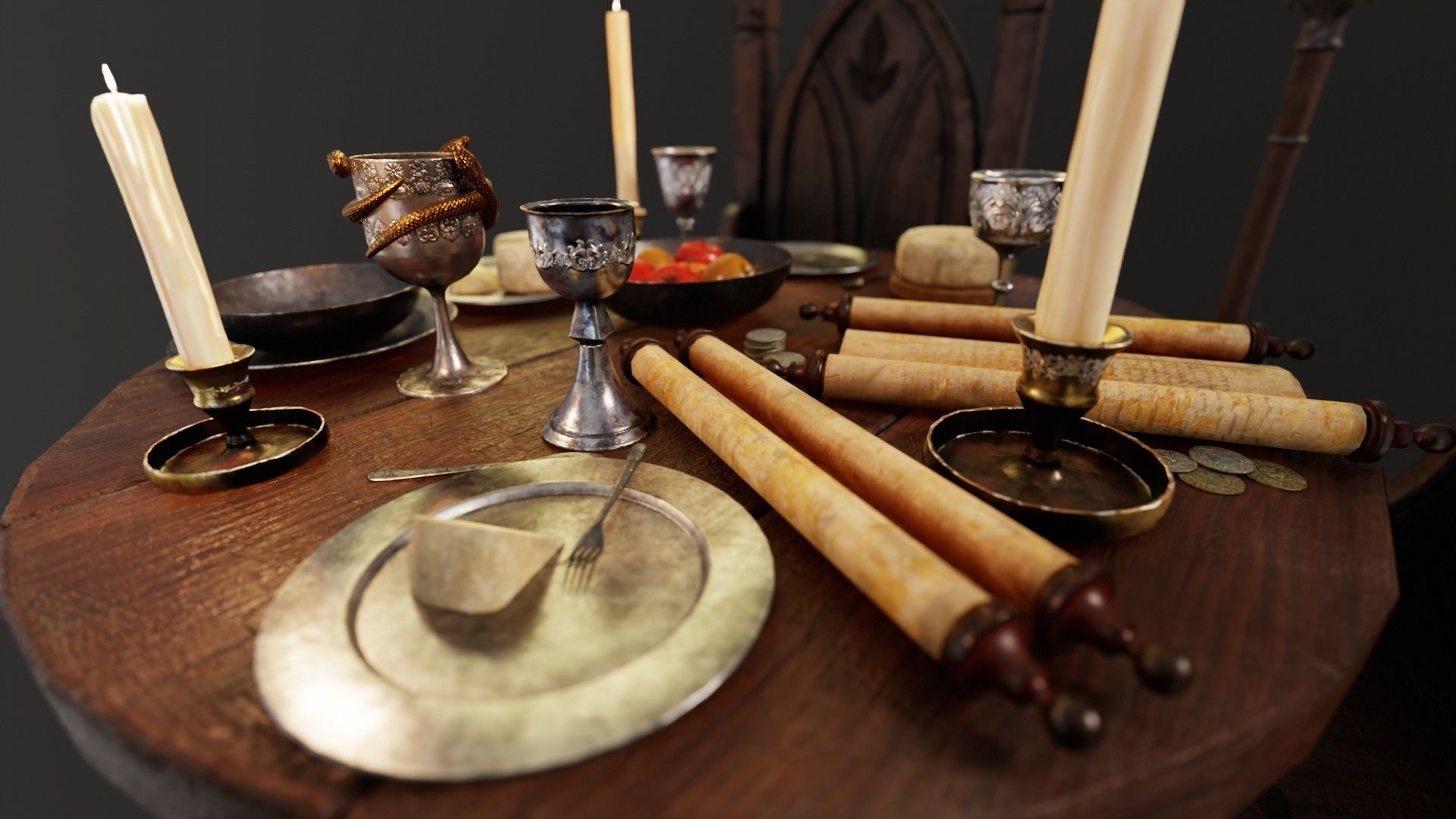 Royal Gothic Dining Pack 3D Model Collection_37