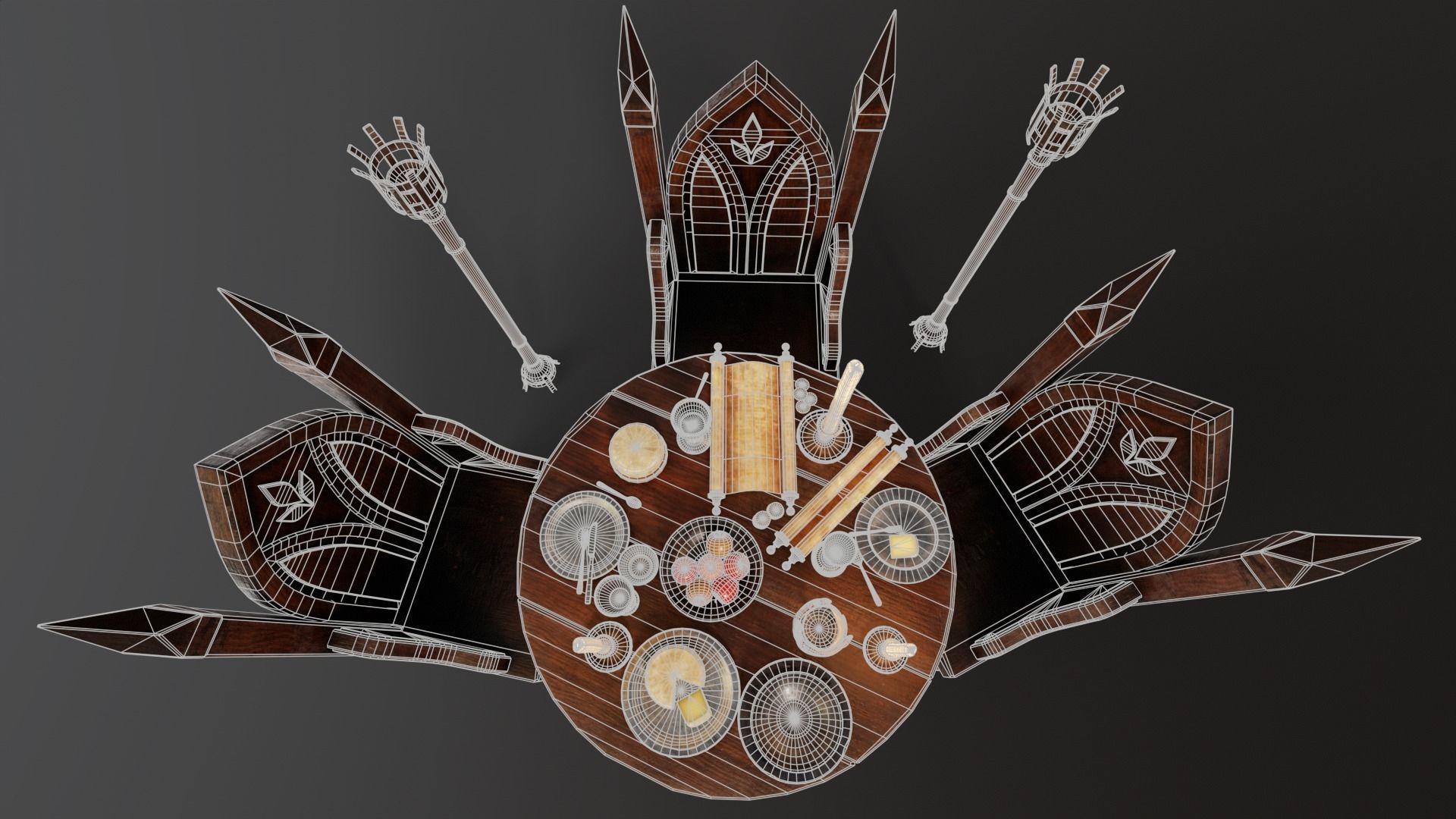 Royal Gothic Dining Pack 3D Model Collection_39