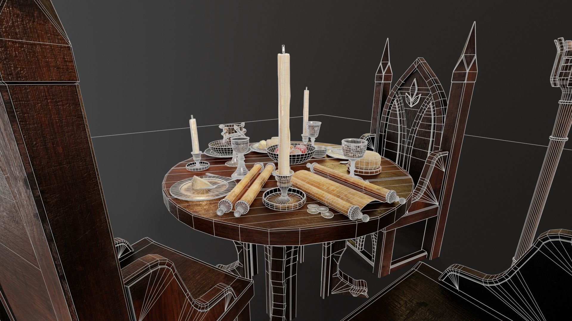 Royal Gothic Dining Pack 3D Model Collection_33