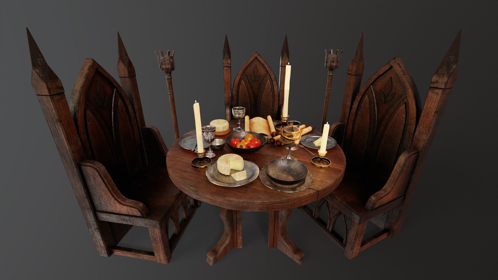 Royal Gothic Dining Pack 3D Model Collection_35