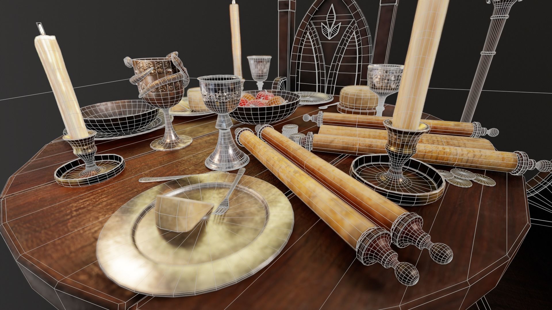 Royal Gothic Dining Pack 3D Model Collection_36