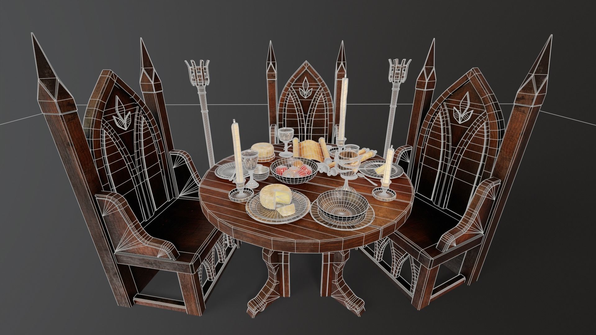 Royal Gothic Dining Pack 3D Model Collection_38