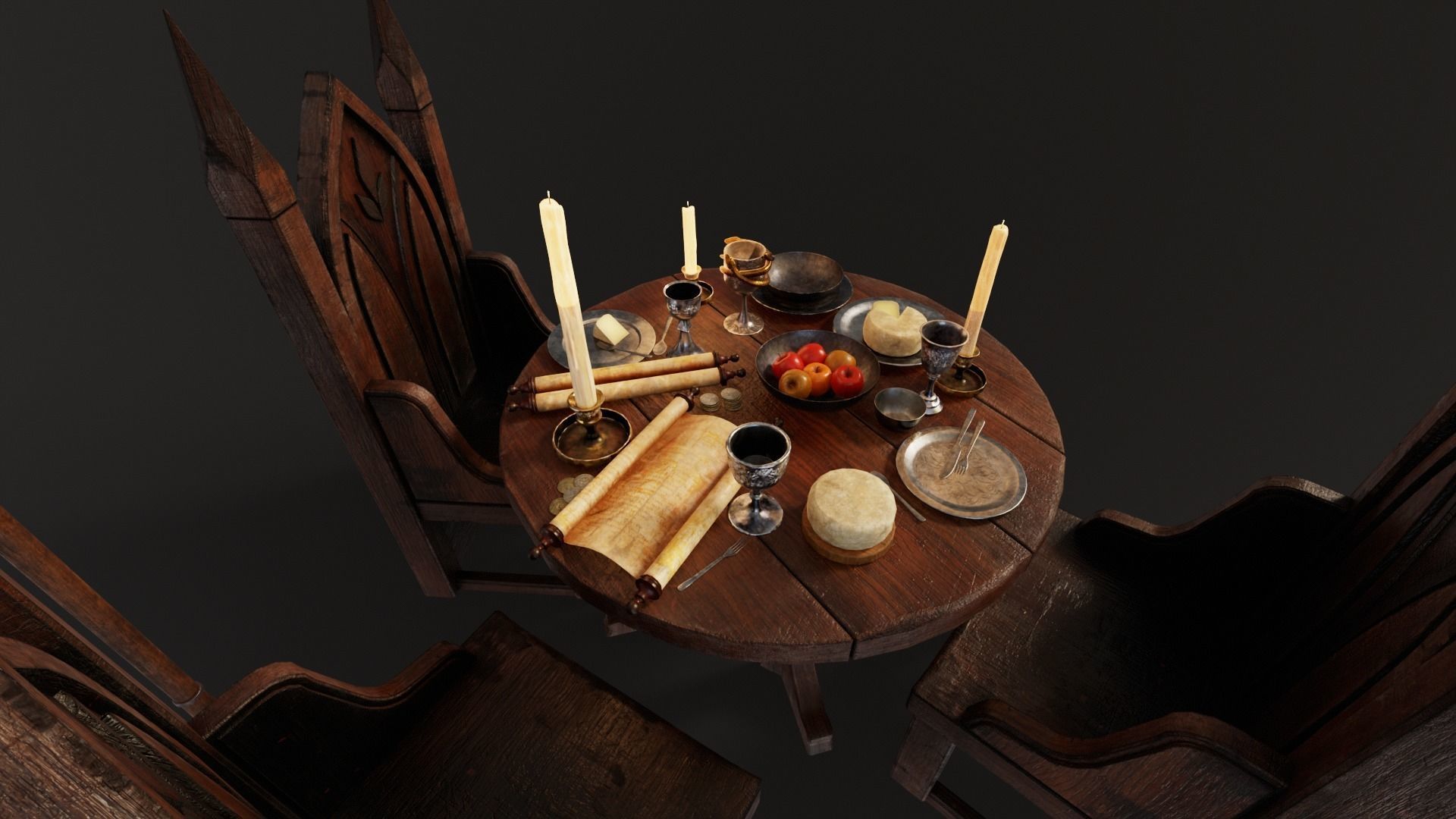 Royal Gothic Dining Pack 3D Model Collection_31
