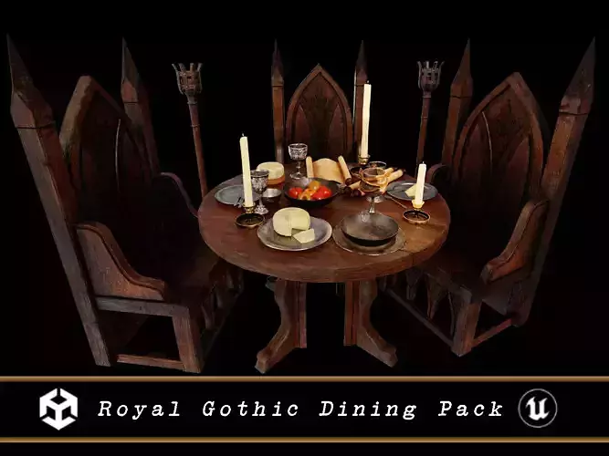 Royal Gothic Dining Pack 3D Model Collection