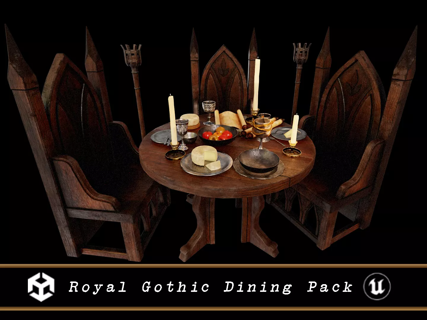 Royal Gothic Dining Pack 3D Model Collection_0
