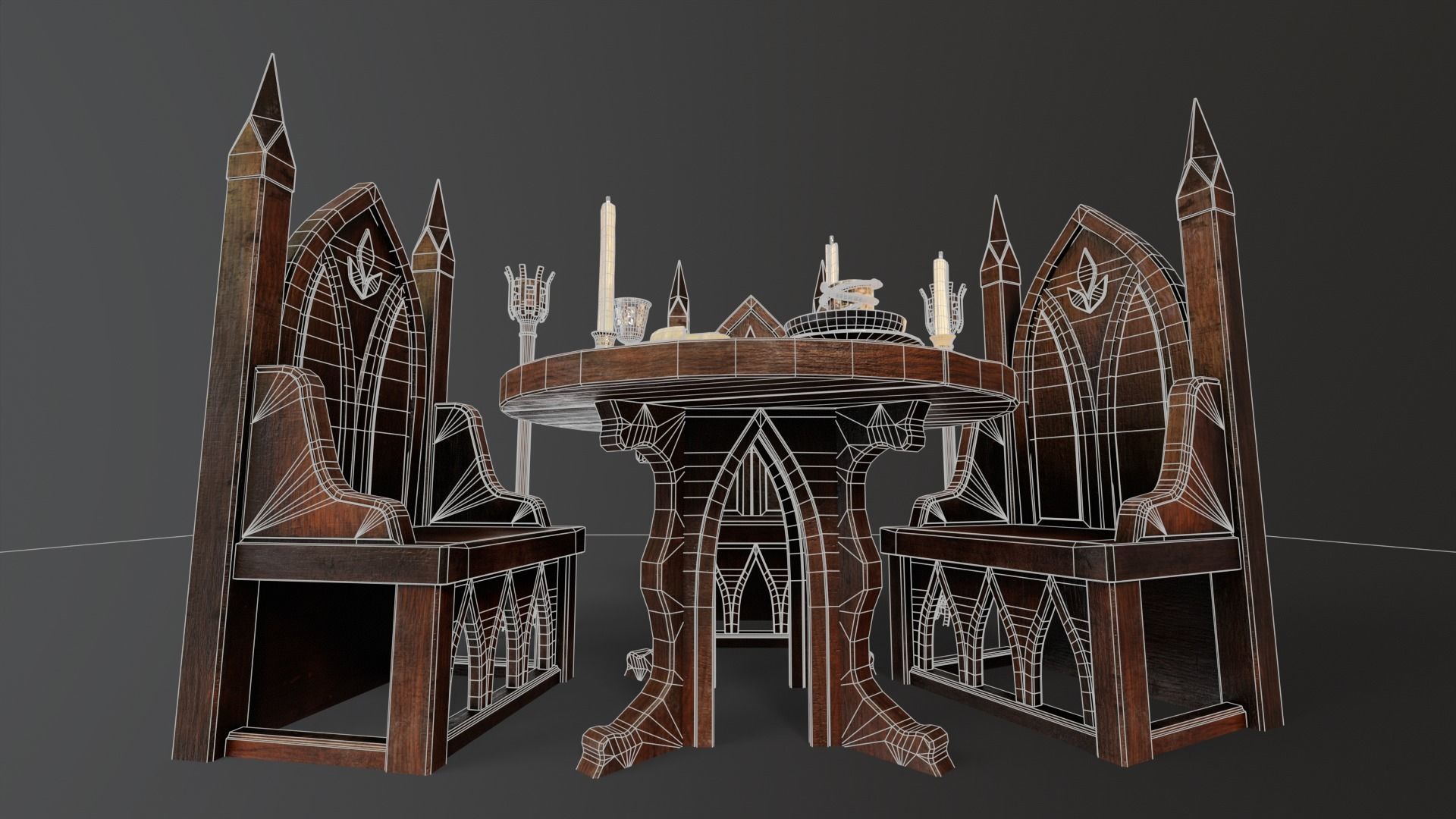Royal Gothic Dining Pack 3D Model Collection_34