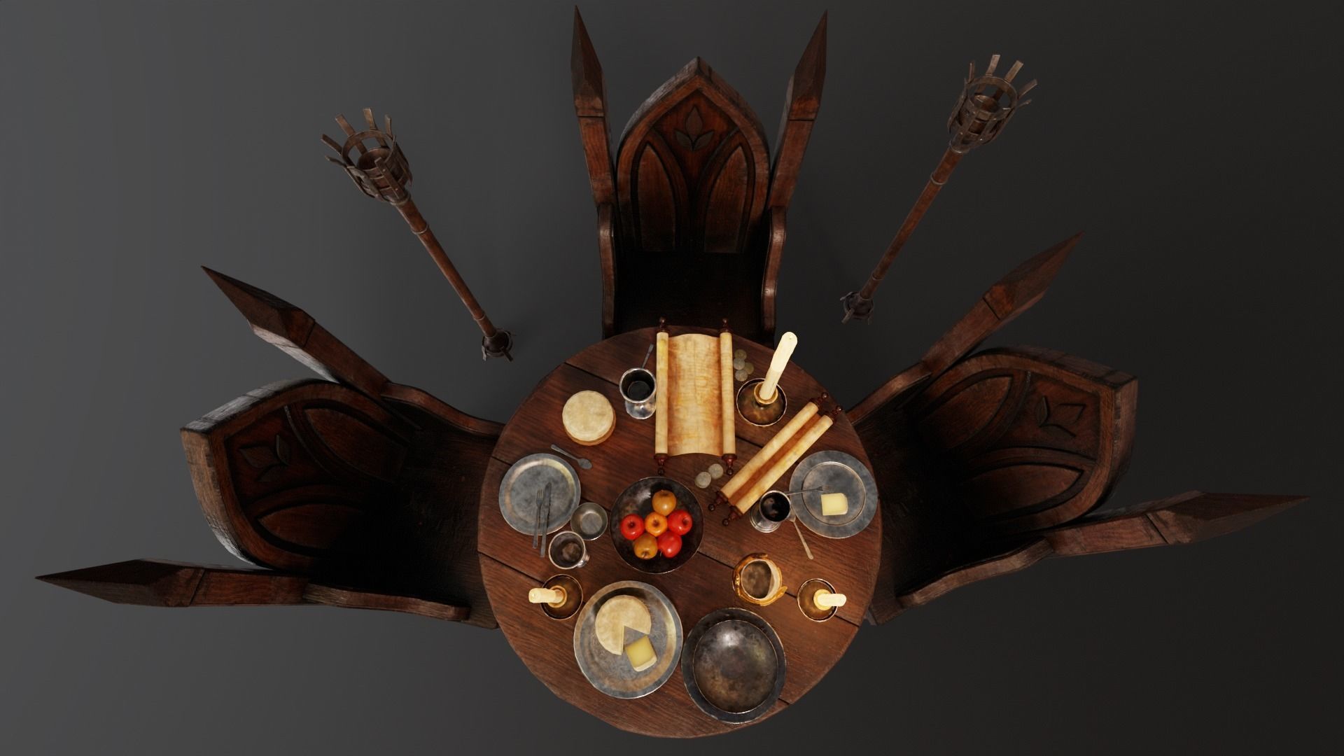 Royal Gothic Dining Pack 3D Model Collection_30