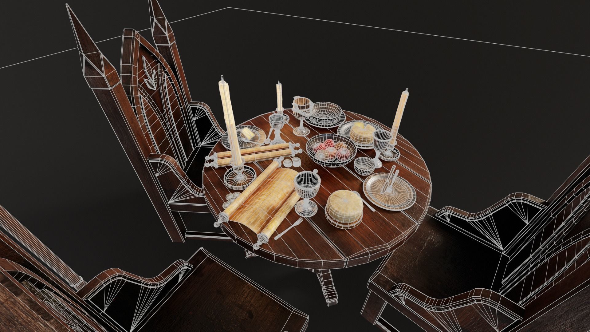 Royal Gothic Dining Pack 3D Model Collection_41