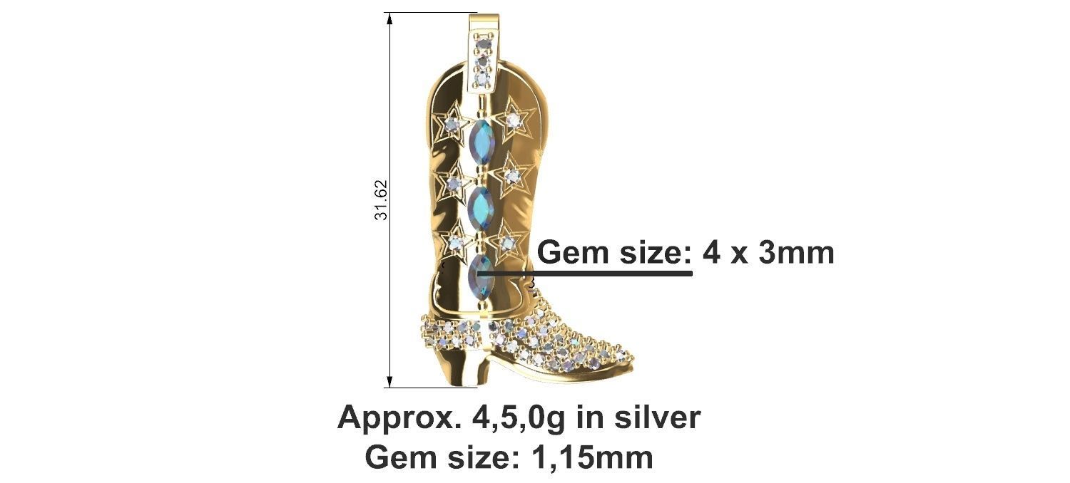 Cowboy Boot Pendant - Bota 3D print model_1