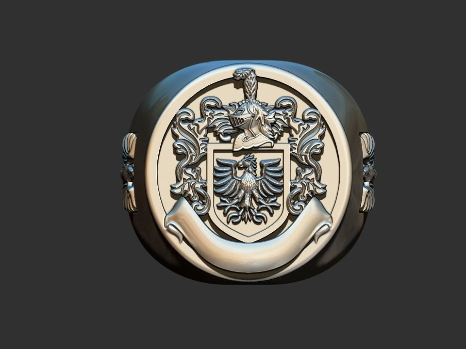 Coat of arms - Eagle Crest Ring 3D print model_1