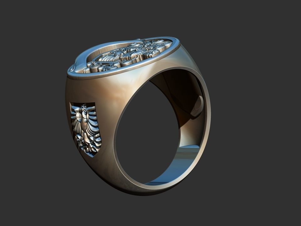 Coat of arms - Eagle Crest Ring 3D print model_8