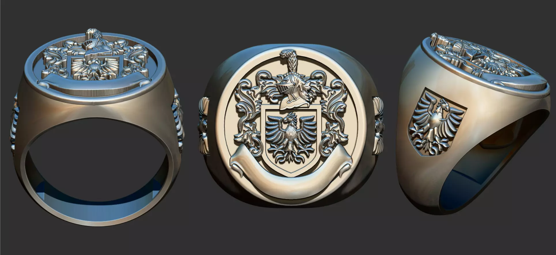 Coat of arms - Eagle Crest Ring 3D print model_0