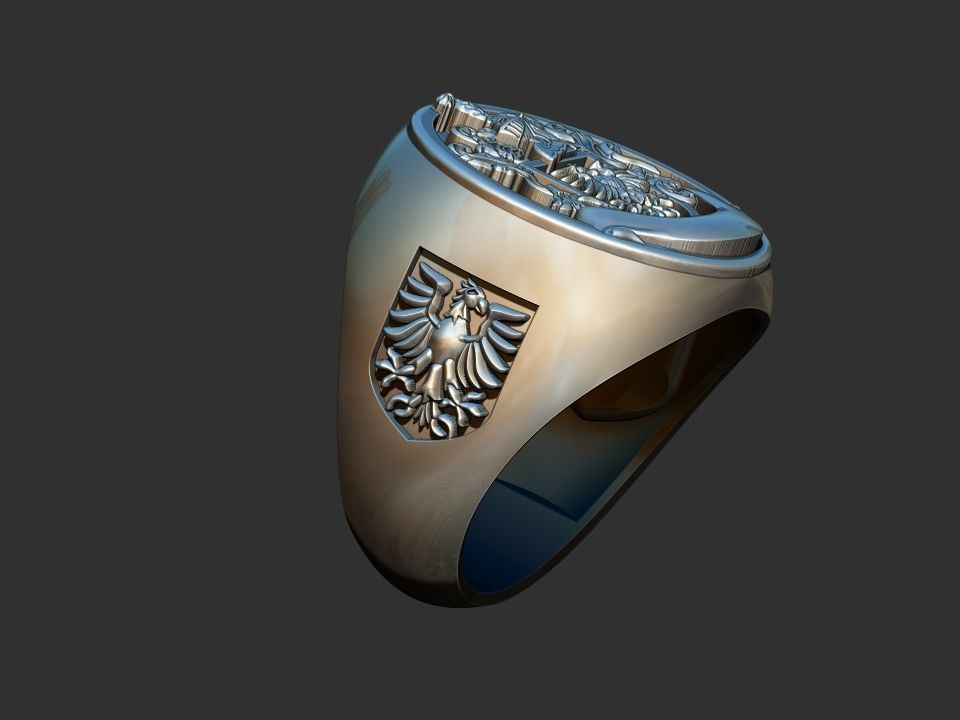 Coat of arms - Eagle Crest Ring 3D print model_4