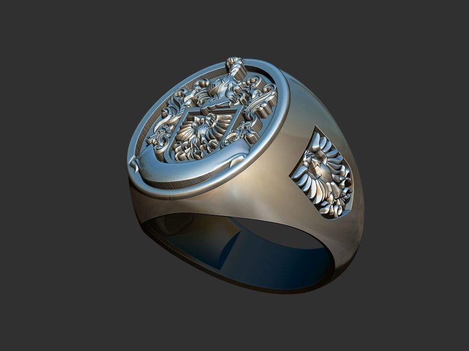 Coat of arms - Eagle Crest Ring 3D print model_6