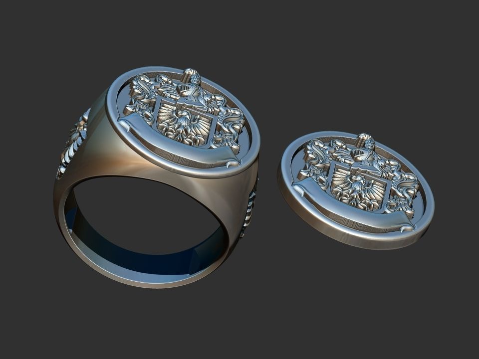 Coat of arms - Eagle Crest Ring 3D print model_14