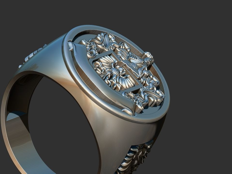 Coat of arms - Eagle Crest Ring 3D print model_10