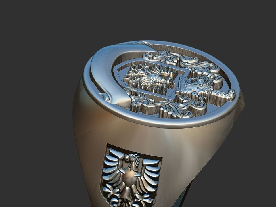 Coat of arms - Eagle Crest Ring 3D print model_9