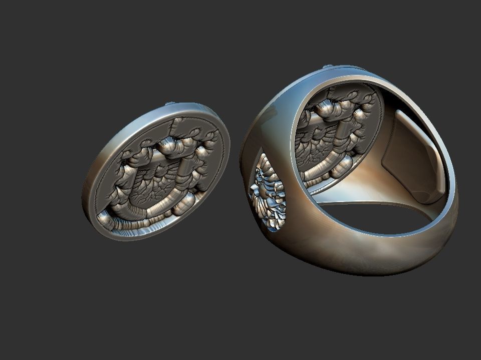 Coat of arms - Eagle Crest Ring 3D print model_13