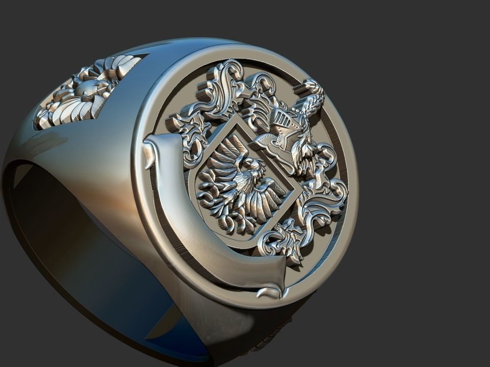 Coat of arms - Eagle Crest Ring 3D print model_11