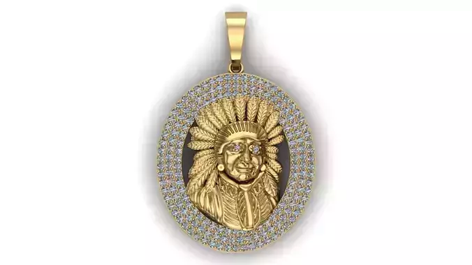 Indian Head Shape Ancient Pendant 3d model