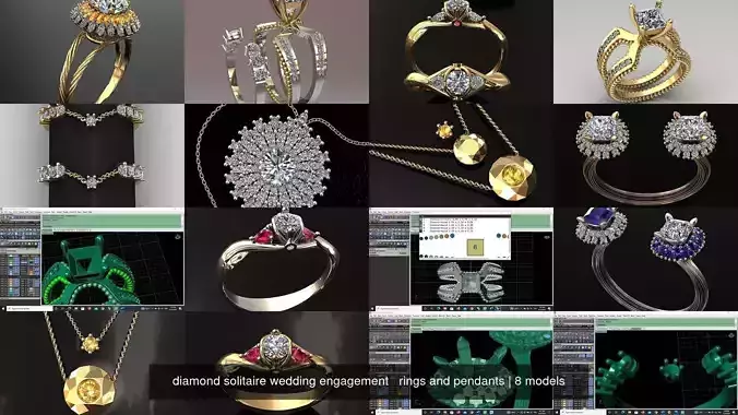  diamond solitaire wedding engagement   rings and pendants