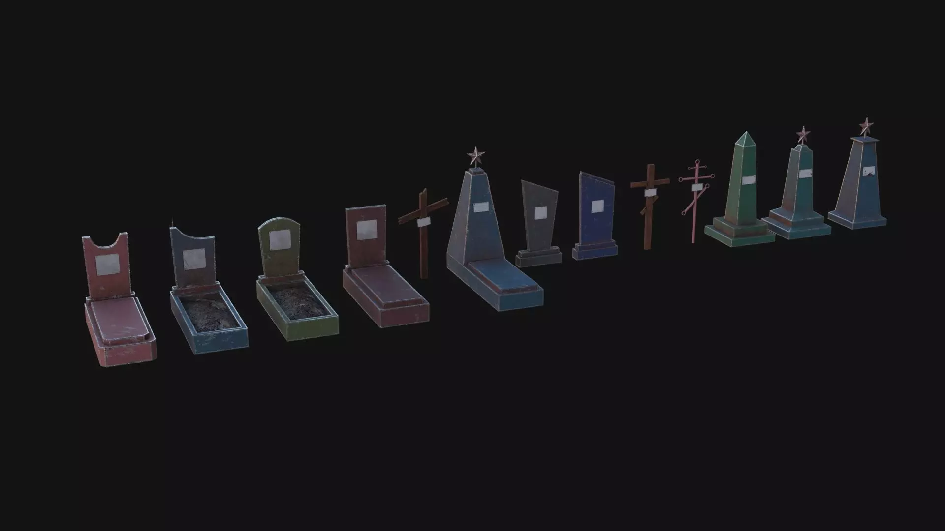 Graveyard Pack Low-poly 3D model_0
