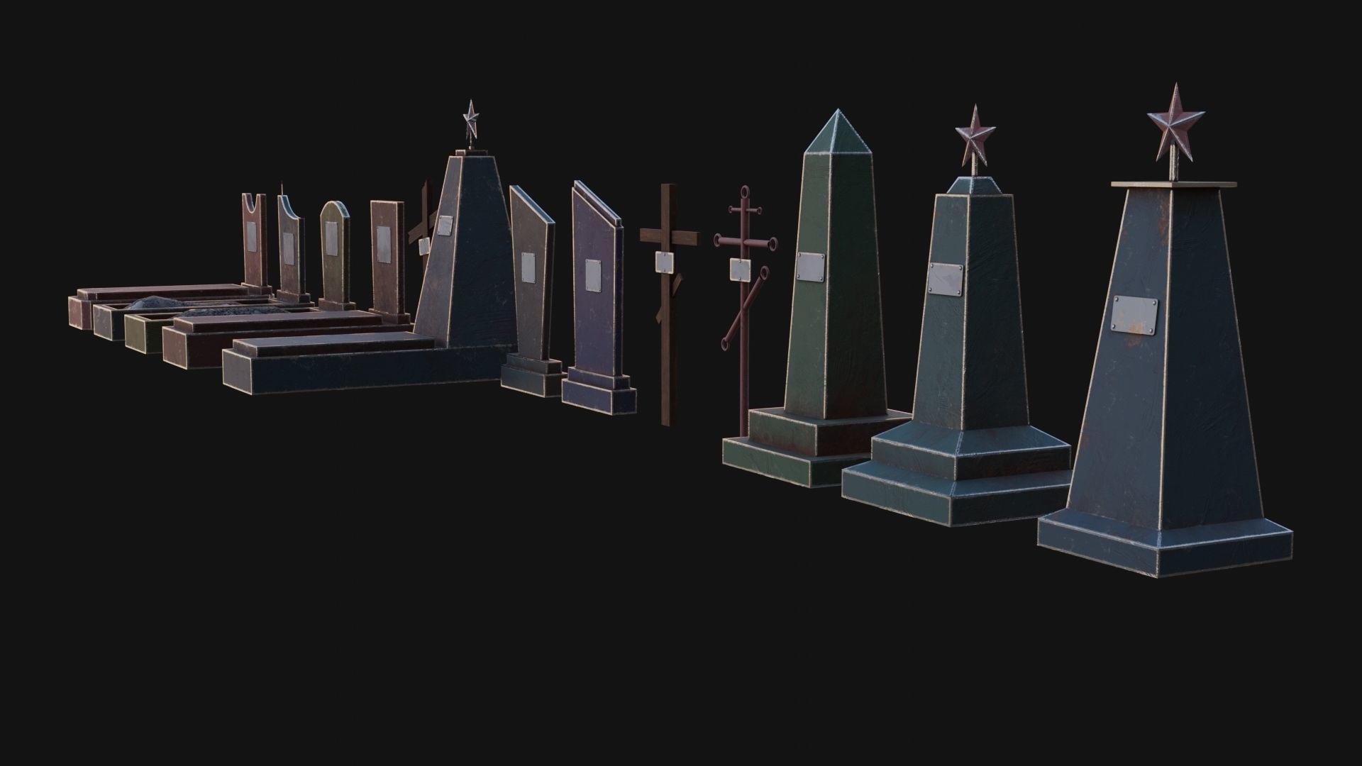 Graveyard Pack Low-poly 3D model_5