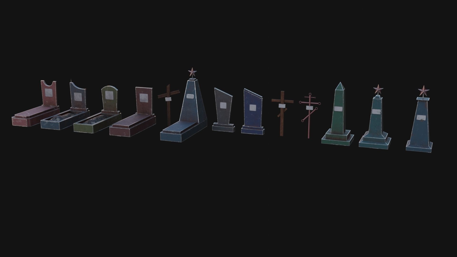Graveyard Pack Low-poly 3D model_1