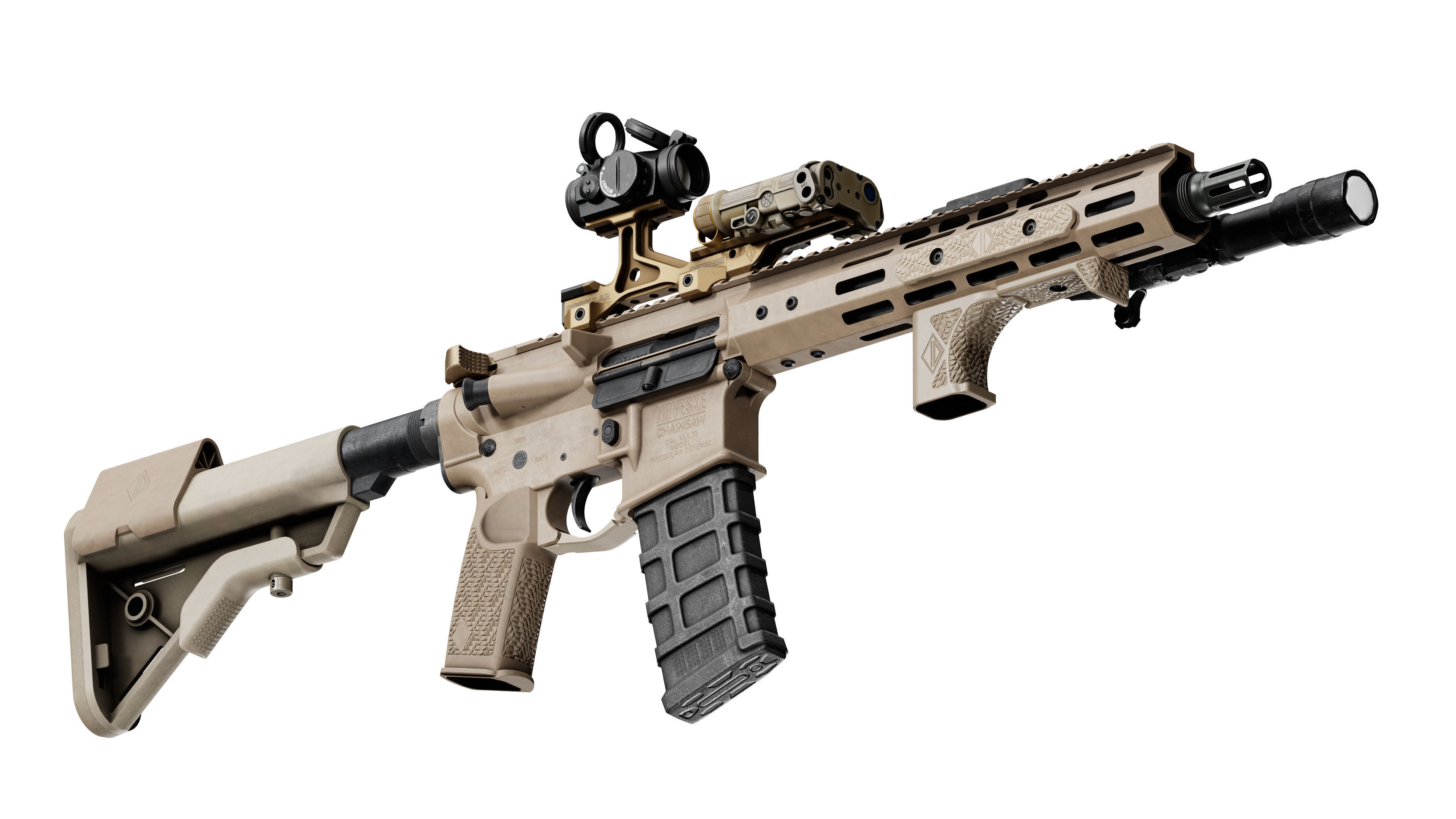 NOVESKE IRREGULAR DEFENSE CHAINSAW RIFLE Low-poly 3D model_1