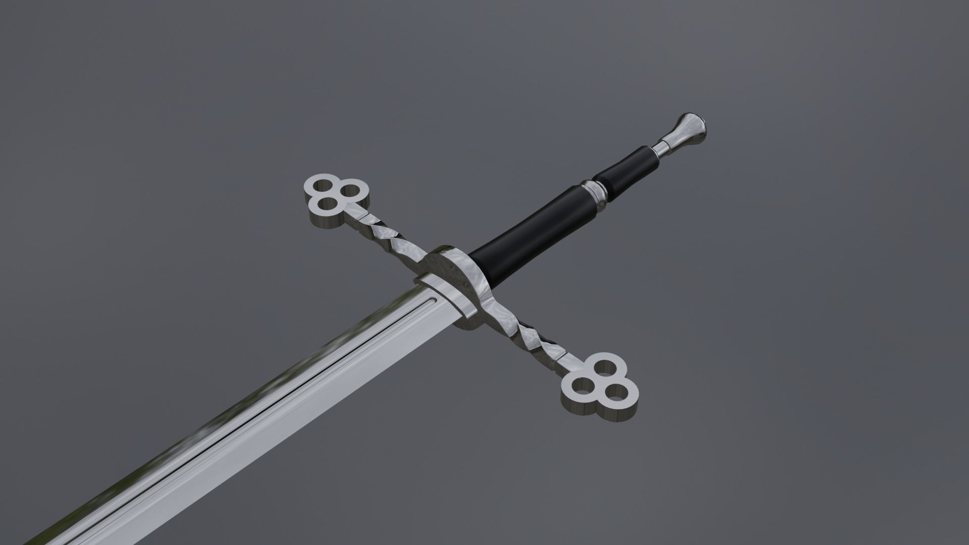 Retro sword concept Low-poly 3D model_3