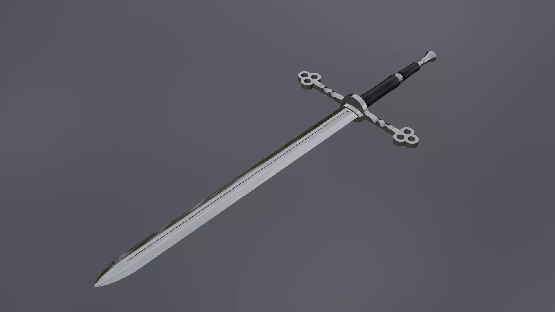Retro sword concept Low-poly 3D model_0