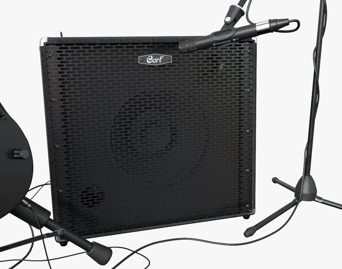 Electric guitar set 3D model_7