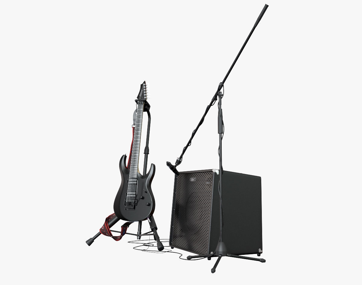 Electric guitar set 3D model_3