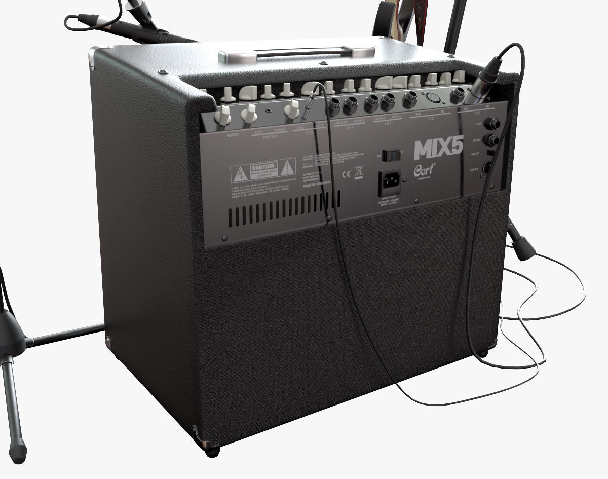 Electric guitar set 3D model_6