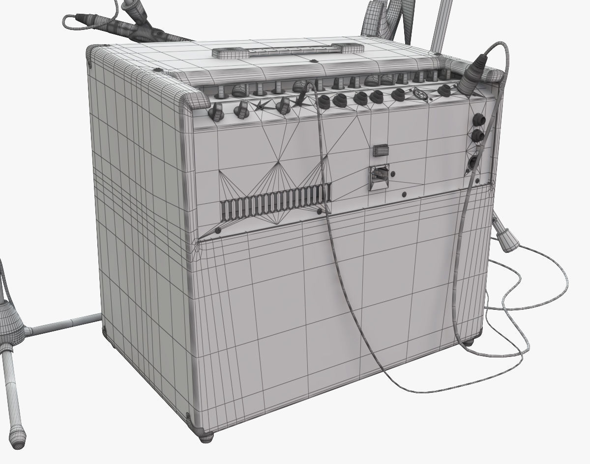 Electric guitar set 3D model_16