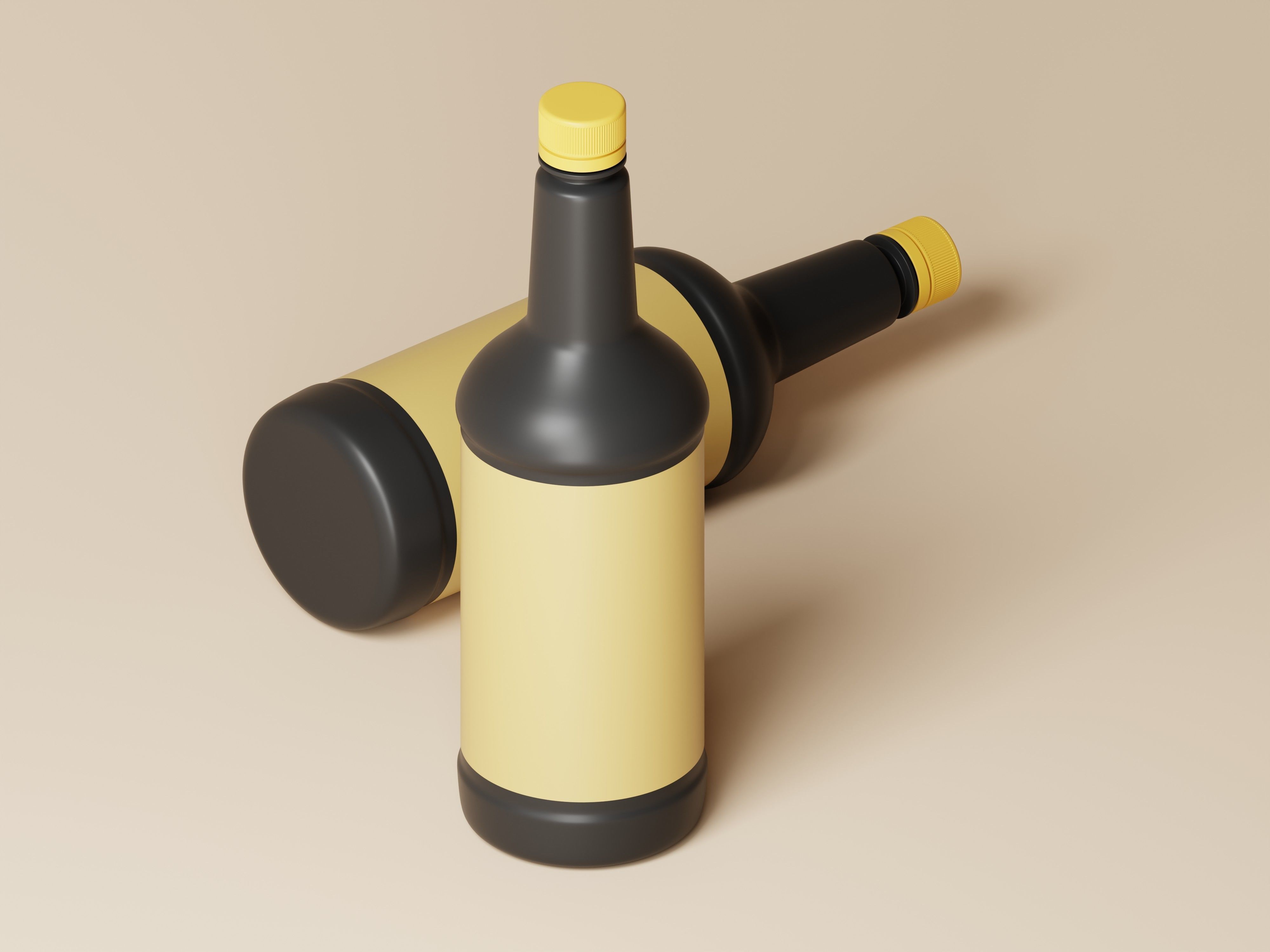 Black Plastic Bottle 3D Model Low-poly 3D model_8