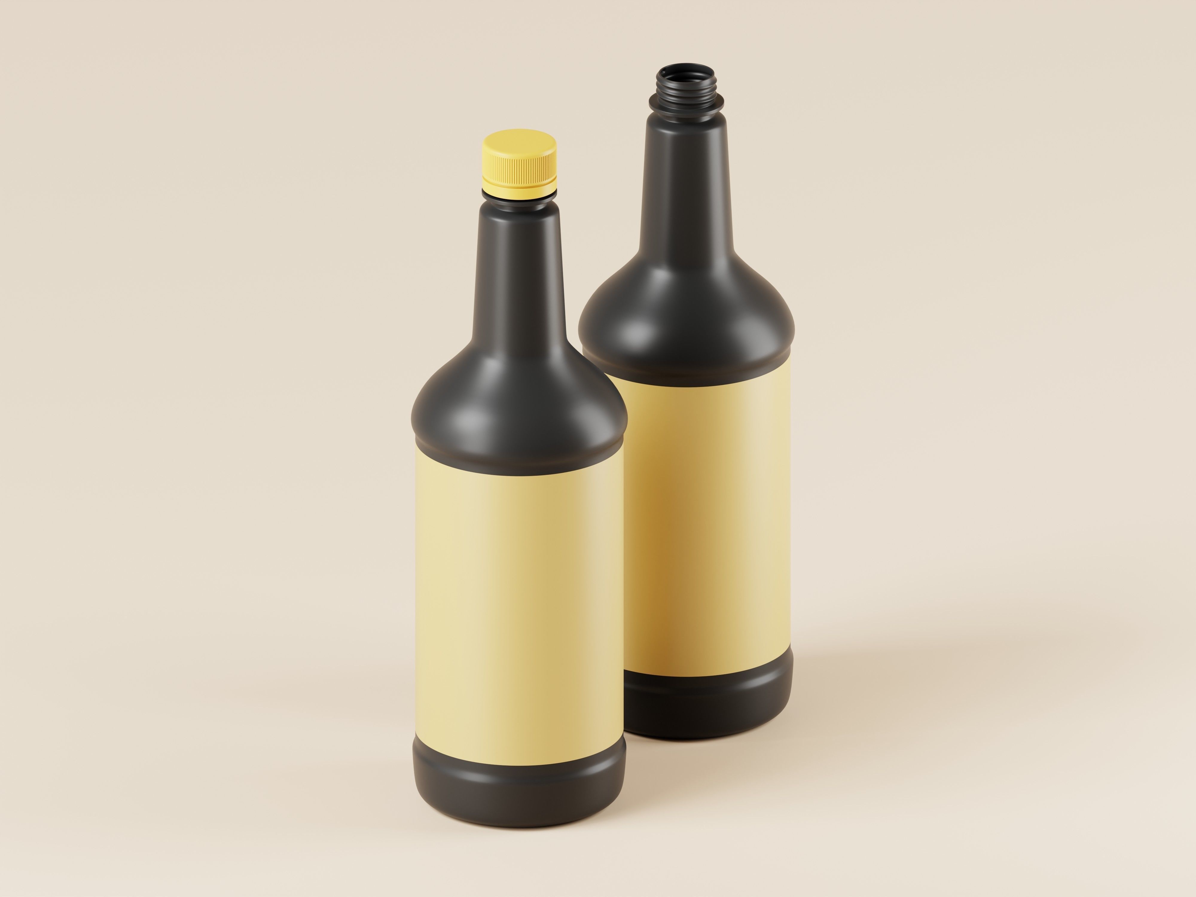 Black Plastic Bottle 3D Model Low-poly 3D model_4