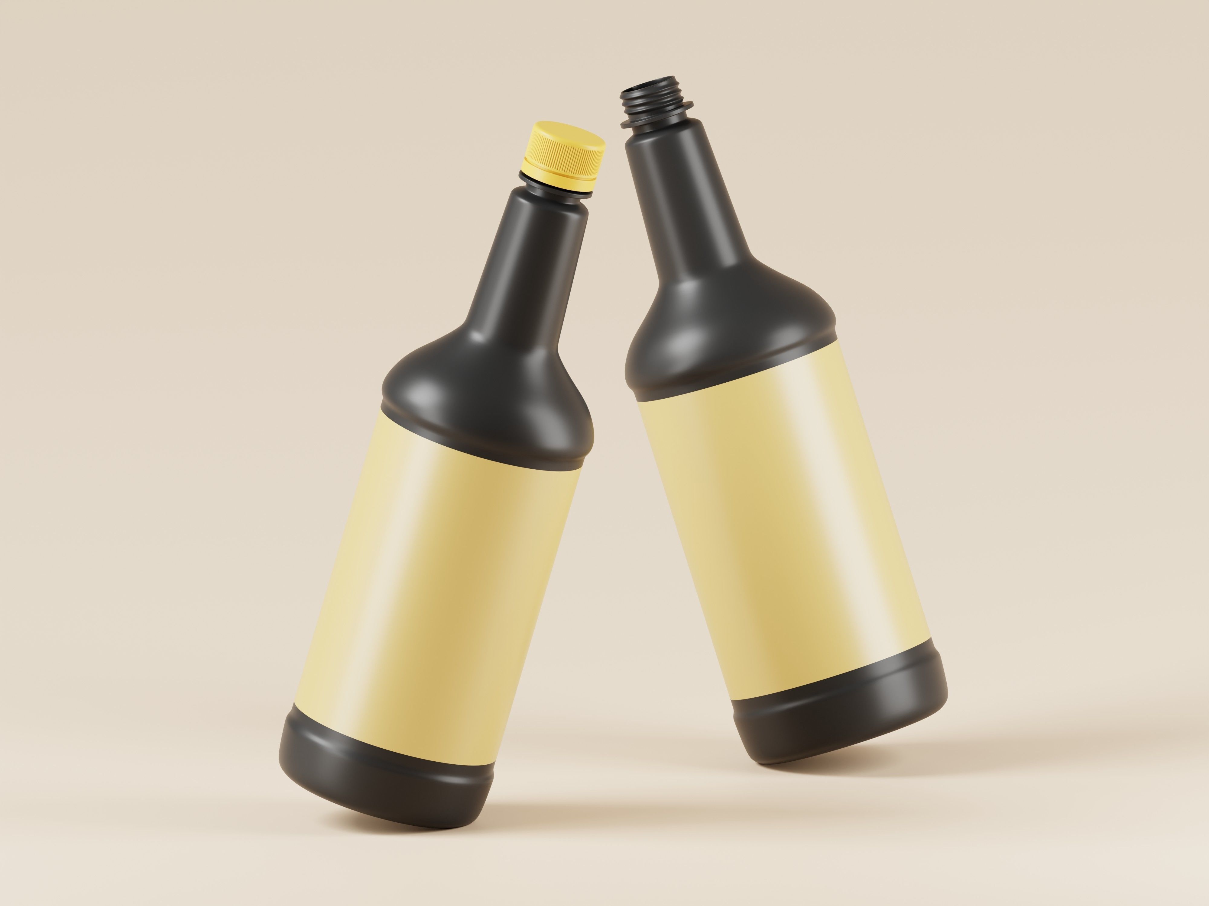 Black Plastic Bottle 3D Model Low-poly 3D model_7