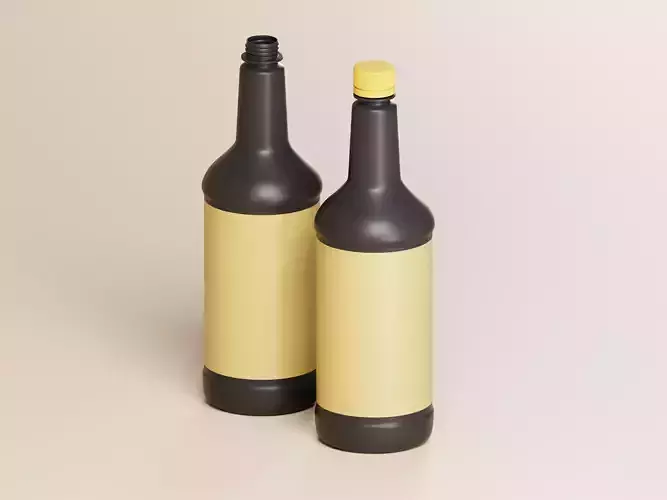 Black Plastic Bottle 3D Model