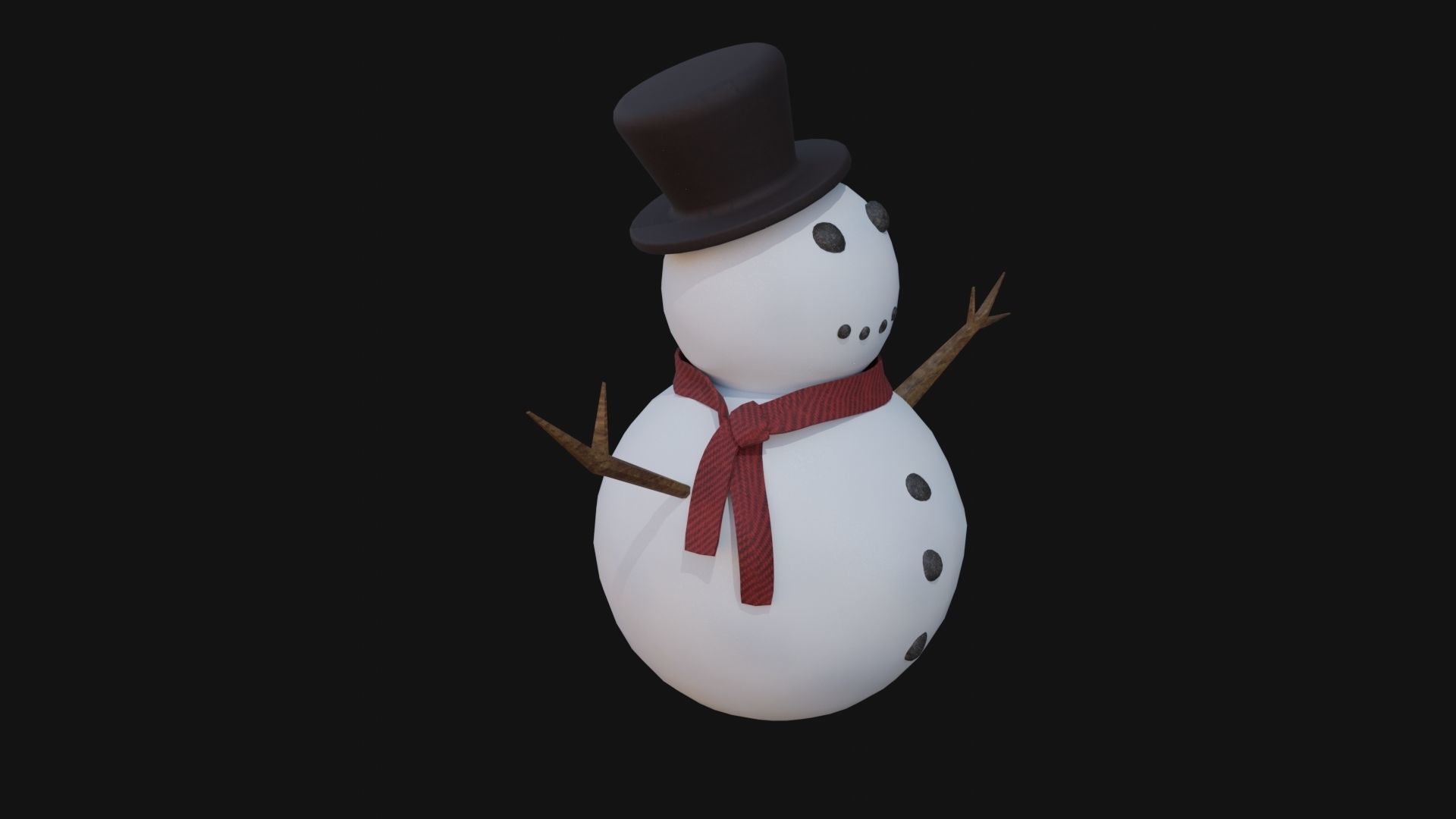 snowman Low-poly 3D model_2