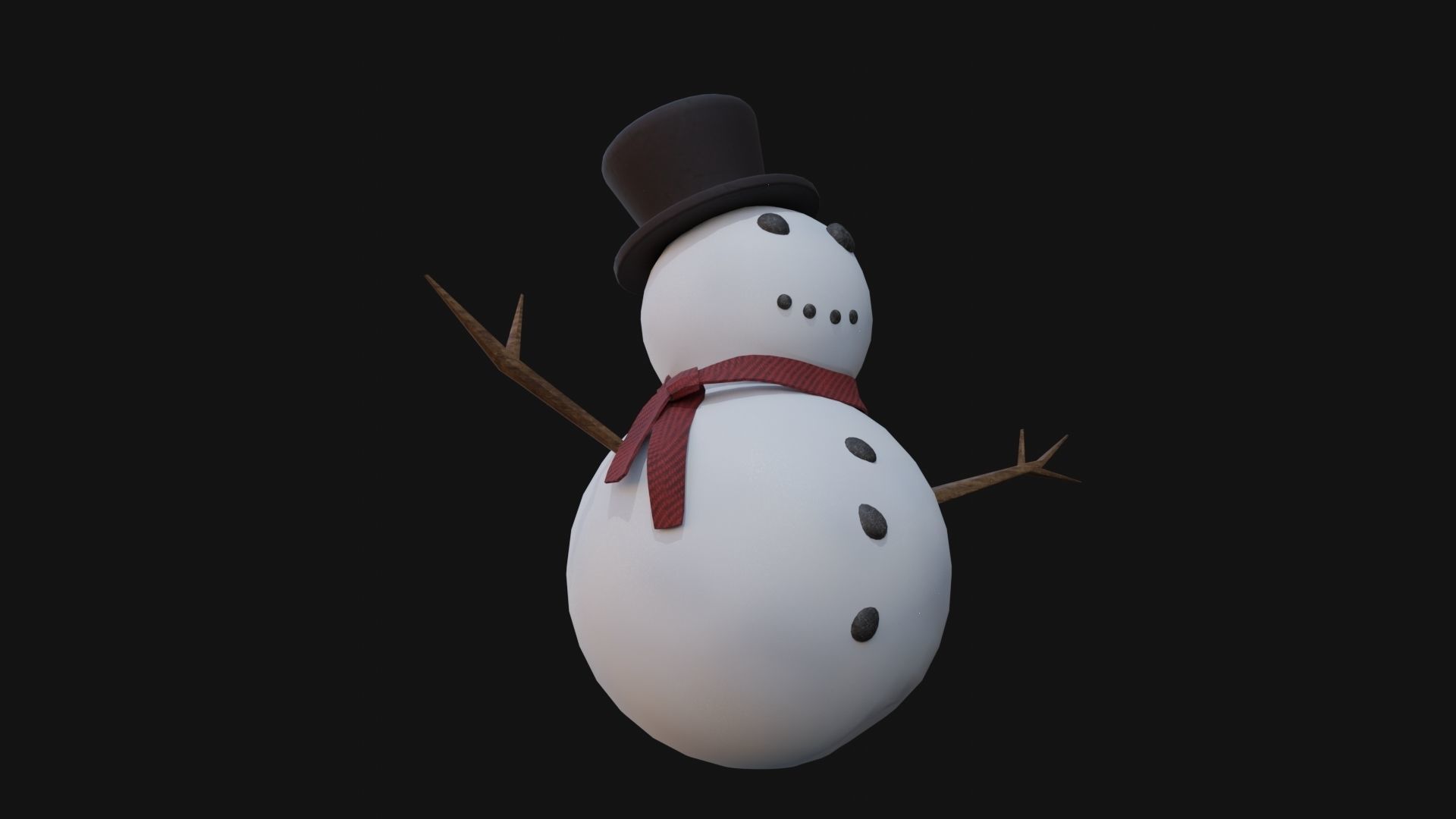 snowman Low-poly 3D model_3