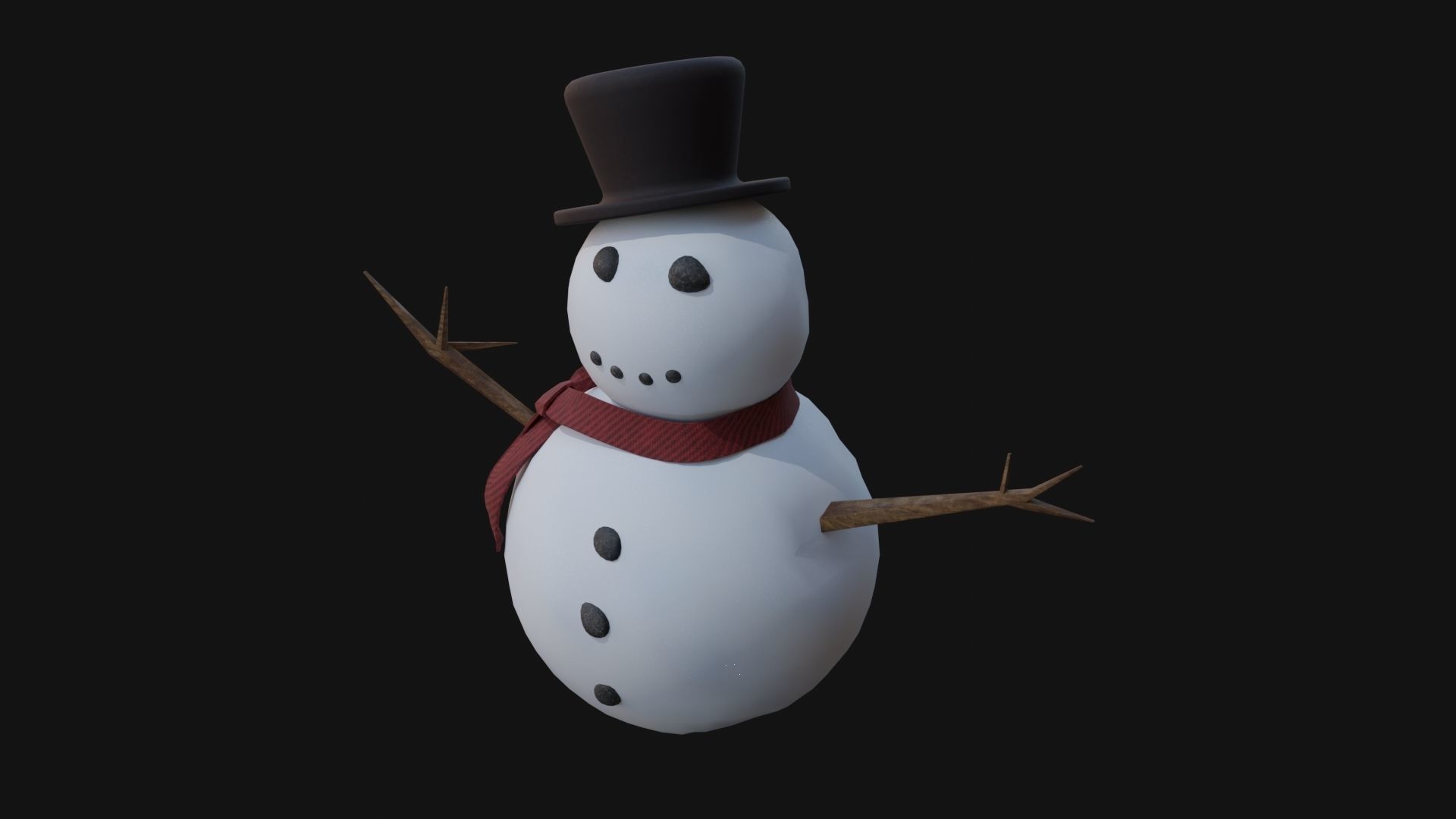 snowman Low-poly 3D model_1
