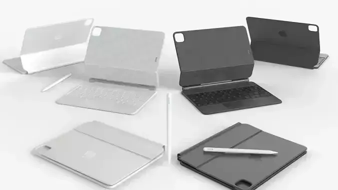 Apple ipad magic keyboard and pencil pro  3D model