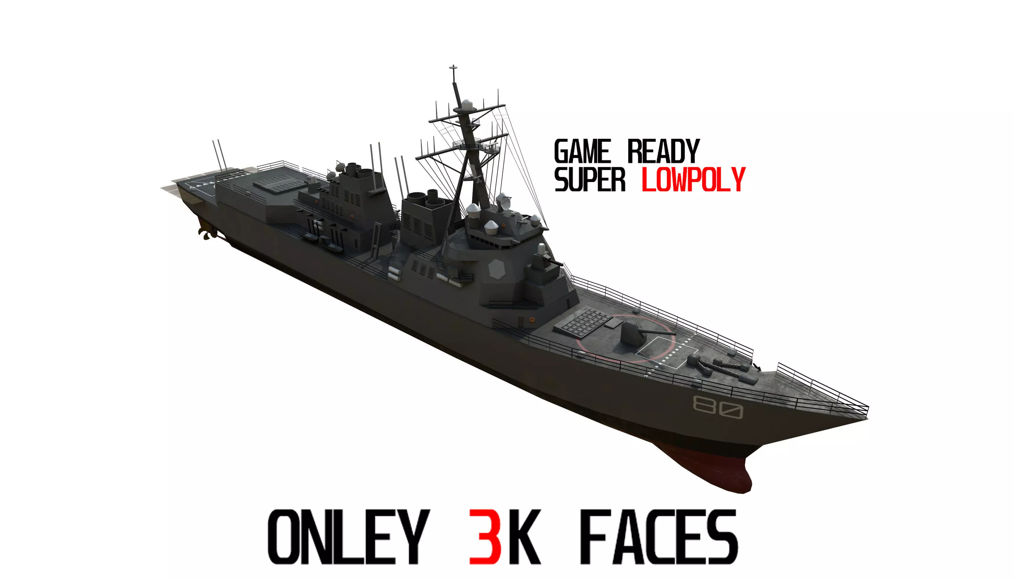 arleigh burke destroyer Low-poly 3D model_0