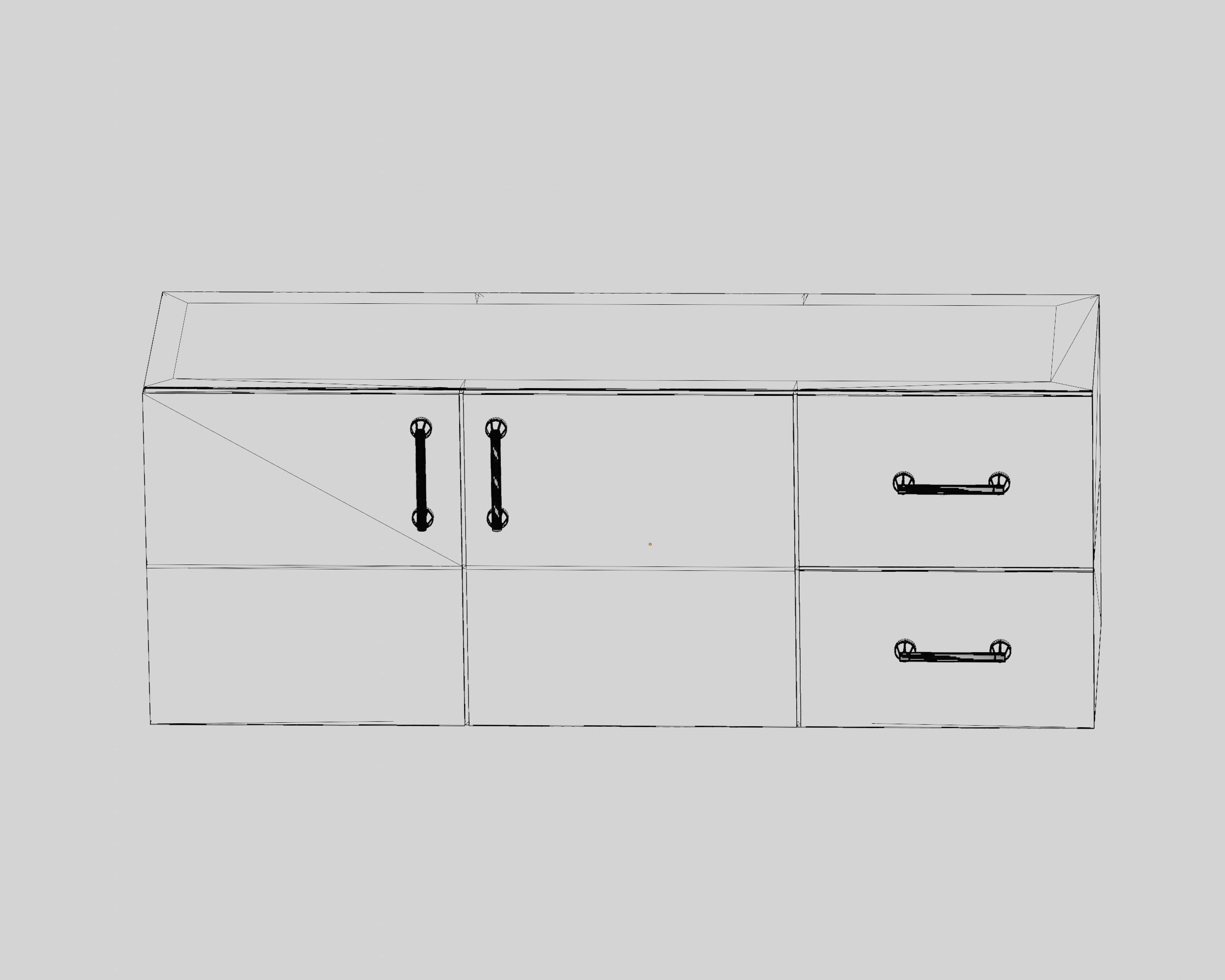 Wardrobe Low-poly 3D model_5