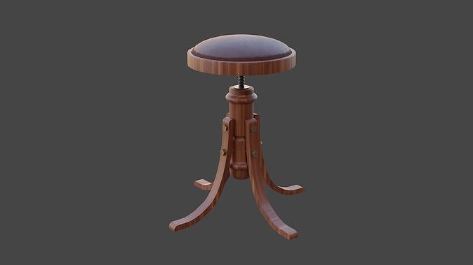 Vintage Stool Low-poly 3D model