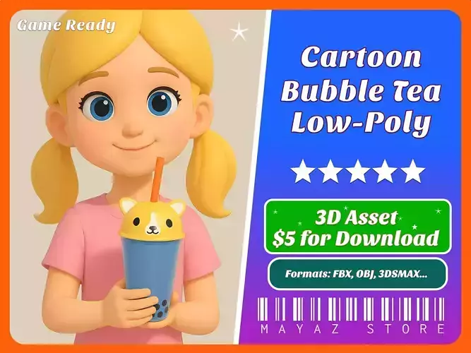Dog Bubble Tea Cute  Low-poly 3D model